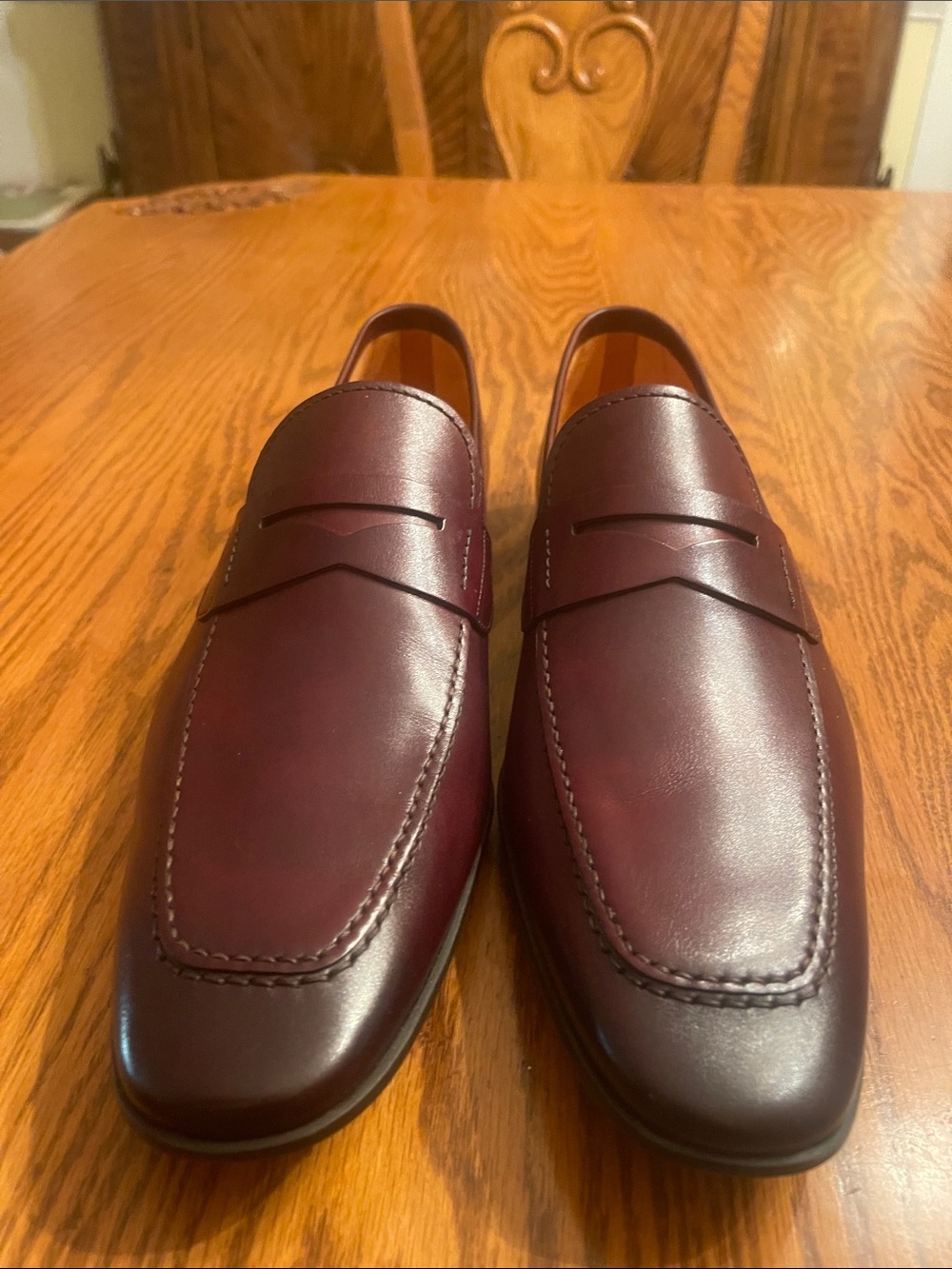 Men's Magnanni Luxury nwot Burgundy Leather Penny Loafers